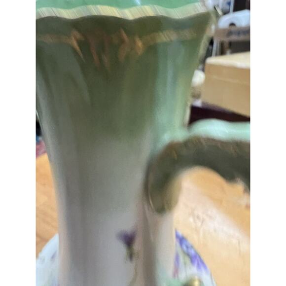 Antique Jean Pouyat Limoges Chocolate Pot Floral With Gold Gilt - Picture 13 of 15